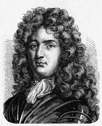 Vaubanin muotokuva (1633 - 1707). (Sébastien Le Prestre de Vauban) (Ranskan marsalkka ja sotilasinsinööri) - "" Album de la Sciencessa; maineikkaat tiedemiehet; Suuria löytöjä””” 1896. tekijältä French School