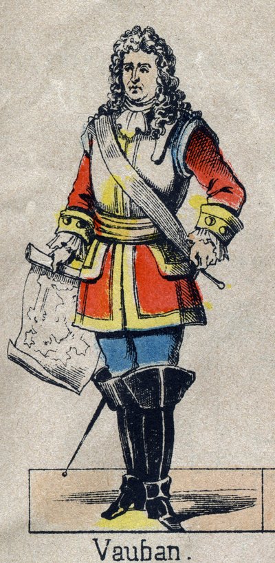 Muotokuva Vauban Sebastien the Prestrestä (1633-1707), ranskalainen marechal. Kuva Epinalista 1800-luvun lopulta. Yksityinen kokoelma. tekijältä French School
