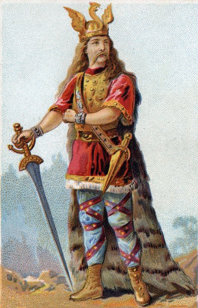 Gallialaisten kuninkaan Vercingetorixin (72-46 eKr.) muotokuva. Kromolitografia noin 1890. tekijältä French School