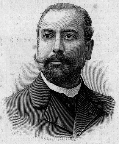 Victor Theophile Liotardin (1858-1916), ranskalaisen farmaseutin ja siirtomaamatkailijan muotokuva. Kaiverrus "" Journal des Voyages" -lehdessä 29. tammikuuta tekijältä French School
