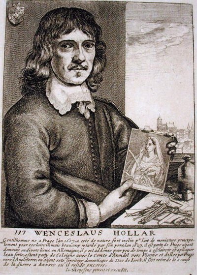 Wenceslaus Hollarin (1607-77) muotokuva (kaiverrus) tekijältä French School