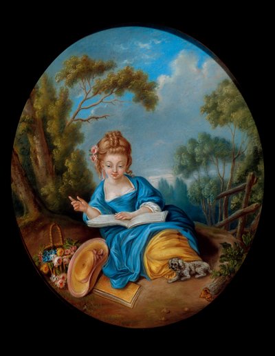 Muotokuva lukevasta tytöstä. 1700-luvun ranskalainen koulu. Coll. Osa. tekijältä French School