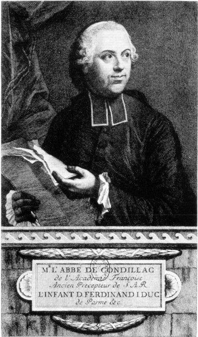 Abbe Etienne Bonnot de Condillacin (1715 - 1780) muotokuva ranskalaisesta filosofista. tekijältä French School