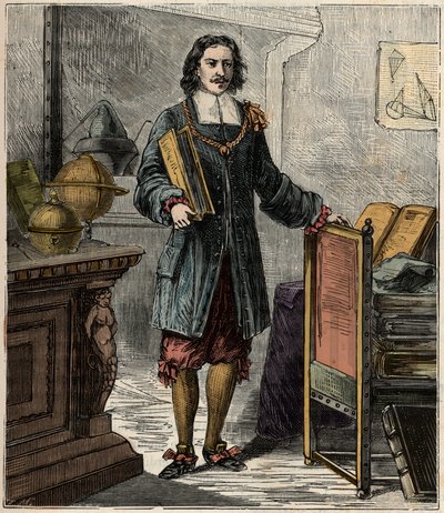 Saksalaisen insinöörin ja fyysikon Otto von Guericken (1602-1686) muotokuva - Otto von Guericken (Otto de Guericke) muotokuva tekijältä French School
