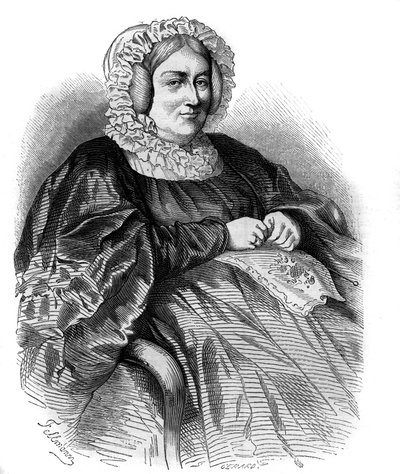 Marquise de La Rochejaqueleinin (La Rochejaquelein) muotokuva (s. Marie Louise Victoire de Donnissan tai Donissan) (1772-1857), ranskalainen kirjailija. Kaiverrus vuodelta 1858. tekijältä French School