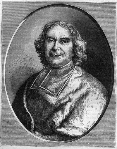 Andre Hercule de Fleuryn (1653-1743), kardinaalin, Ludvig XV:n pääministerin muotokuva. Kaiverrus Maurice Lachatren teokseen "Paavien-kuninkaiden-kuningattaren ja keisarien historia vuosisatojen ajan" tekijältä French School