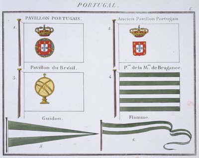Portugalin liput, ranskalaisesta lippukirjasta, n. 1819 tekijältä French School