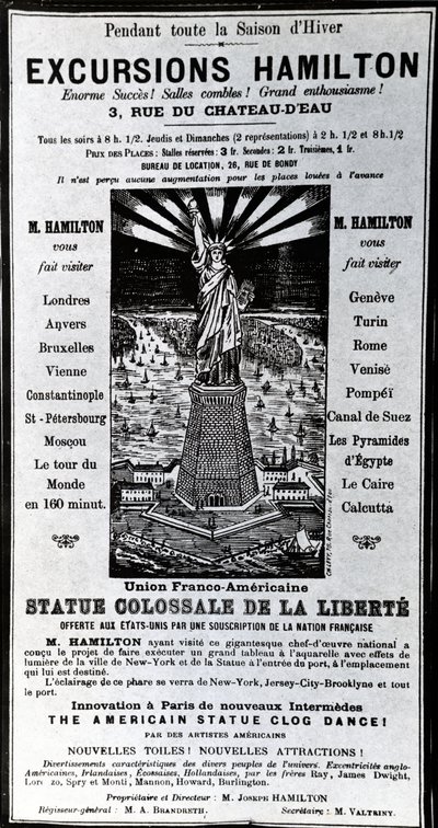 Julistemainos Excursions Hamilton, n. 1890 tekijältä French School