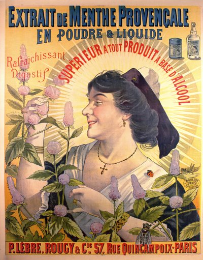 Mainosjuliste Extrait de Menthe Provencale French Digestive tekijältä French School