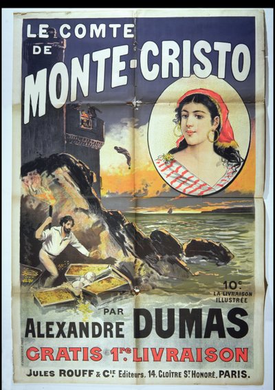 Alexandre Dumas Peren (1802-70) Monte Criston kreivi mainosjuliste tekijältä French School