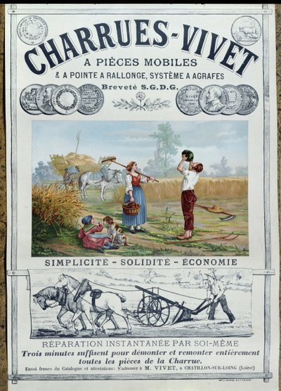 Mainosjuliste Live on Ploughs, n. 1891 tekijältä French School