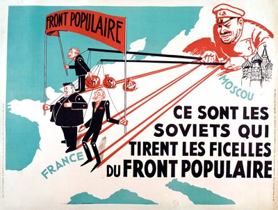 Juliste, jossa Edouard Herriot ja Leon Blum ovat Moskovan nukkeja, noin 1936 (juliste). tekijältä French School