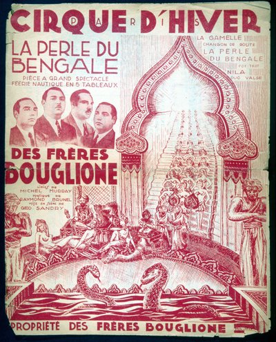 Juliste Bouglionen veljesten esitykseen "Bengalin helmi" Cirque d