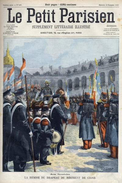 Kenraali Faure Biguet (Faure-Biguet) esitteli Kiinan rykmentin lipun kenraali Arnoux