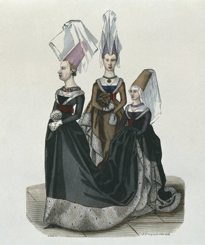 Prinsessa ja odottavat naiset vuonna 1470, kaivertanut Gautier tekijältä French School