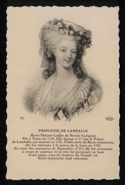 Prinsessa De Lamballe (litho) tekijältä French School
