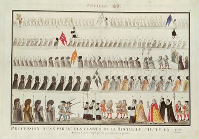 Naisryhmän kulkue La Rochellesta, 1711 tekijältä French School