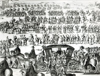 Nuoren kuninkaan Ludvig XIV:nnen kulkue lapsena Pariisin kaupungissa 18. elokuuta 1649, yksityiskohta tekijältä French School