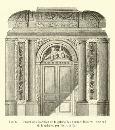 Sisustusprojekti maineikkaiden miesten galleriaan, gallerian eteläpuolella, Pietre, 1778 tekijältä French School