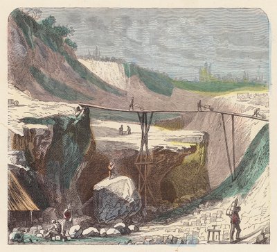 Kiven louhinta (värillinen kaiverrus) tekijältä French School