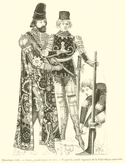 15th Century, Prince, Grand Esquire ja Valet (kaiverrus) tekijältä French School