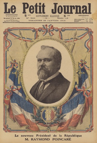 Raymond Poincare, Ranskan tasavallan uusi presidentti (värilitho) tekijältä French School