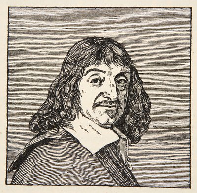 Rene Descartes, kopio Boris Mestchersky (k. 1957) kuvitus Histoire de la Nation Francaise, Sciences, Volumes I & II, kirjoittanut Gabriel Hanotaux (1853-1944), 1924 tekijältä French School