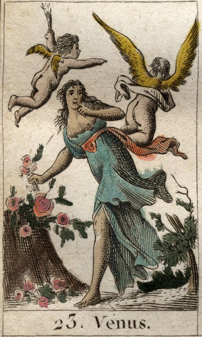 Edustus Venuksesta, rakkauden, kauneuden ja hedelmällisyyden jumalattaresta. Pierre Blanchardin "Nuoruuden mytologiasta" vuodelta 1803. tekijältä French School