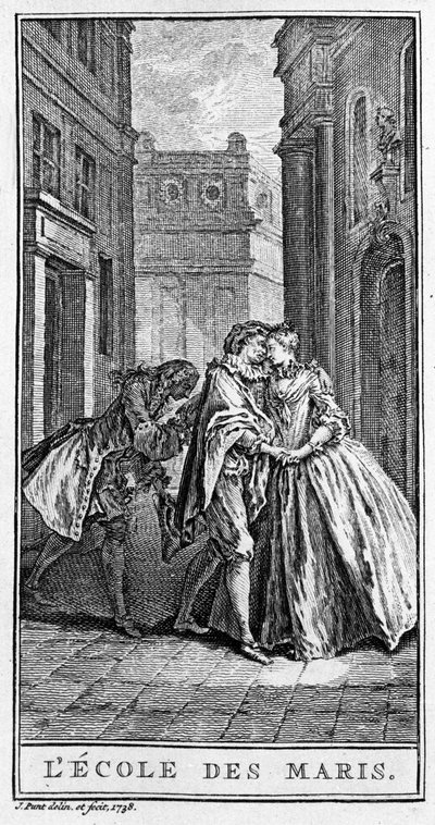 Esitys kohtauksesta Jean Baptiste Poquelin dit Molieren (1622-1673) näytelmästä "" L