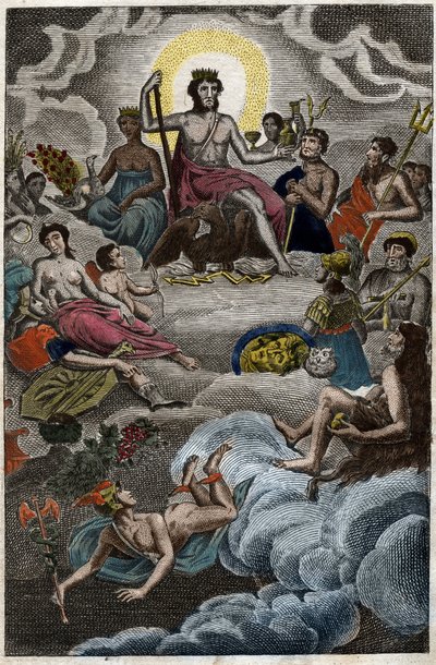 Edustus Assembly of the Godsista Olympus-vuorella tai 12 olympialaista. Pierre Blanchardin "Nuoruuden mytologiasta" vuodelta 1803. tekijältä French School
