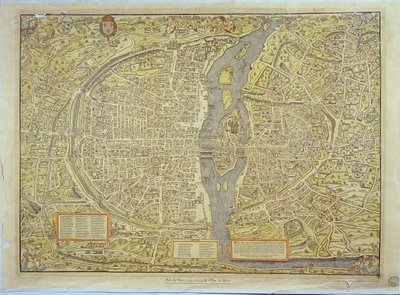 Jäljennös Pariisin Baselin kartasta, joka valmistettiin alun perin vuosina 1552-59 tekijältä French School