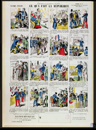Republikaanipropaganda kolmannen tasavallan perustamisen tukena, noin 1881 (katso myös 162979 ja 162980) tekijältä French School