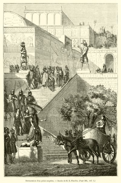 Assyrialaisen palatsin entisöinti (kaiverrus) tekijältä French School