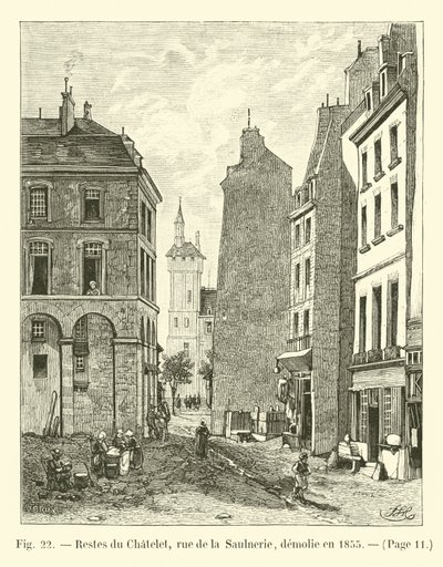 Chateletin rauniot, rue de la Saulnerie, purettiin vuonna 1855 tekijältä French School