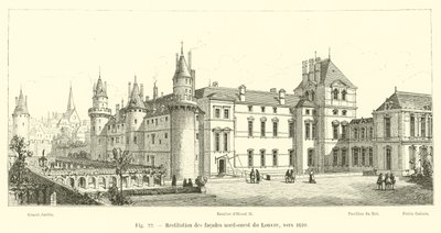 Louvren luoteisjulkisivujen jälleenrakennus, noin 1610 tekijältä French School