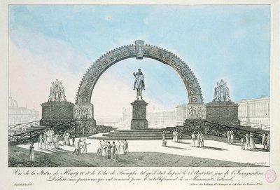 Henry IV:n patsaan entisöinti Pont Neufissa, Pariisissa, 25. elokuuta 1818 tekijältä French School