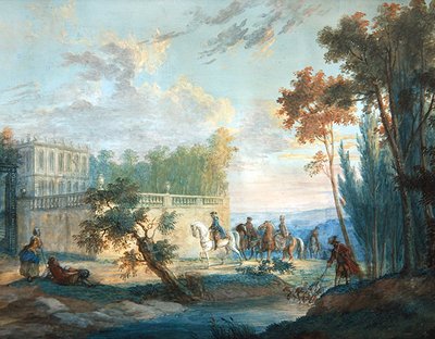 Paluu metsästyksestä, 1700-luvun puoliväli (guassi paperilla) tekijältä French School