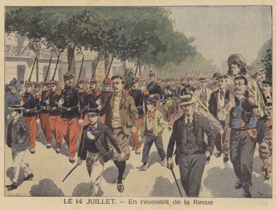 Paluu kotiin Bastille-päivän paraatista (värilitho) tekijältä French School
