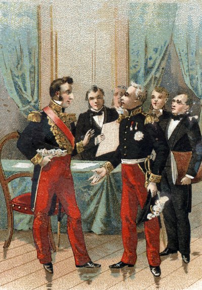 Heinäkuun 1830 vallankumous: ""Olet tasavaltojen paras"" La fayette (Lafayette) sanoi Orleansin herttualle, josta tuli Ranskan kuningas Louis Philippe I (1773-1850) 26. heinäkuuta 1830. . tekijältä French School