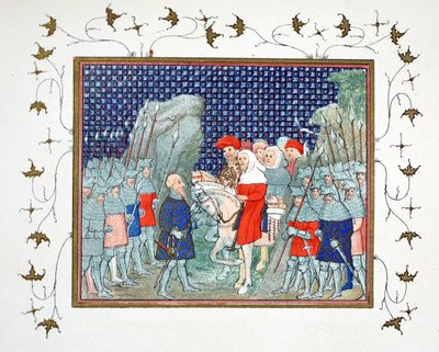 Richard II petti Penmaur Rhosissa ja joutui Northumberlandin herttuan vangiksi, Jean Cretonin faksikopio Le Prinse et Mort du Roy Richartista, uusintapainos 1800-luvulla tekijältä French School