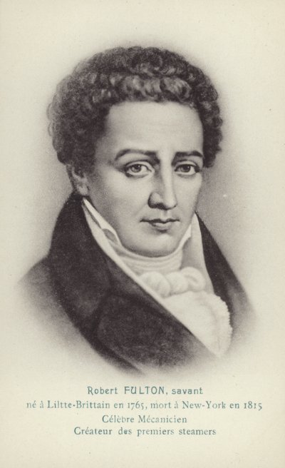 Robert Fulton (1765-1815), yhdysvaltalainen insinööri, keksijä ja höyrylaivan pioneeri (litografia) tekijältä French School