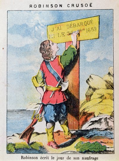 Robinson Crusoe kirjoittaa haaksirikon päivämäärän tekijältä French School