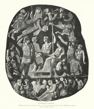 Roomalainen onyx cameo, joka kuvaa keisari Augustuksen apoteoosia (kaiverrus) tekijältä French School