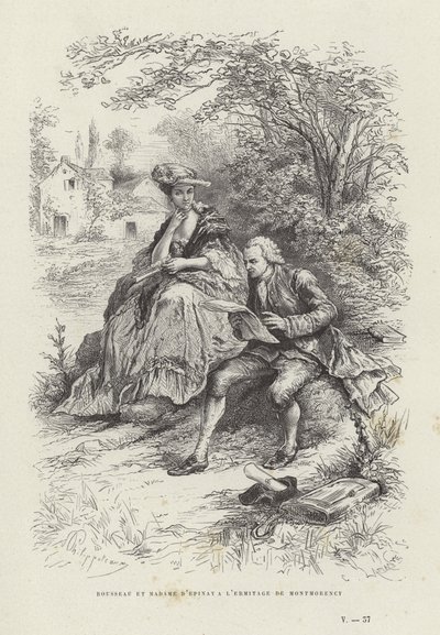 Rousseau ja Madame Depinay Ermitage de Montmorencyssa tekijältä French School