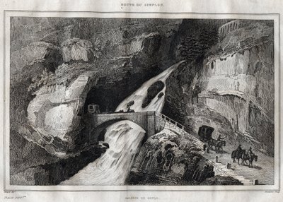 Route du Simplon - Kaiverrus "" Maalauksellisesta Italiasta"", M. de Norvins, Ch. Nodier 1834-1836. tekijältä French School