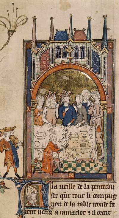 Royal 14 E. III, f.89, King Arthur