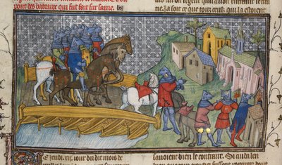 Royal 20 C. VII, f.136v Seinen kulku, kuva Chroniques de France ou de St. Denisistä (vellum) tekijältä French School