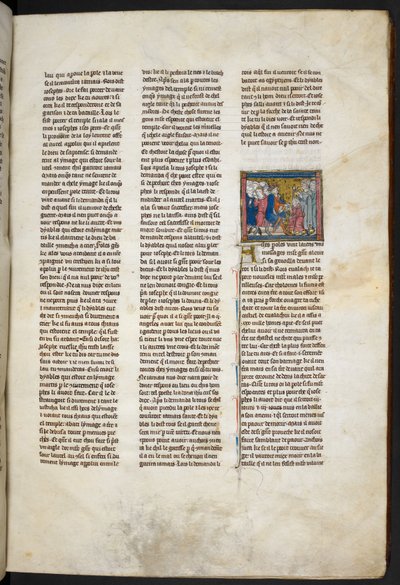 Royal MS 14 E. III, f.19r, kuvitus teoksesta "Estoire del Saint Graal, La Queste del Saint Graal, Morte Artu", noin 1315-25 (pergamentti). tekijältä French School