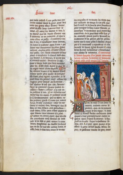 Royal Ms 16 g VI f.347v Kuningas Rikhard I:n kruunaus, kuvitus teoksesta "Les Grandes chroniques de France" tekijältä French School