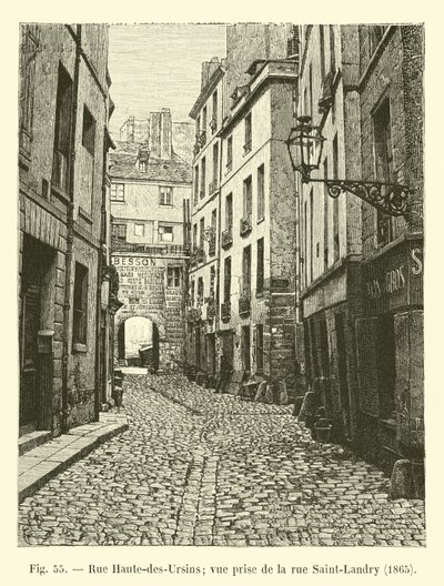 Rue Haute-des-Ursins; näkymä rue Saint-Landrylta, 1865 tekijältä French School